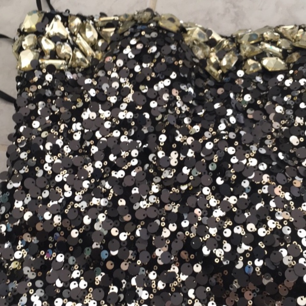 Sequin Dress Black & Silver Sequin Mini by Colors - Picture 2 of 5